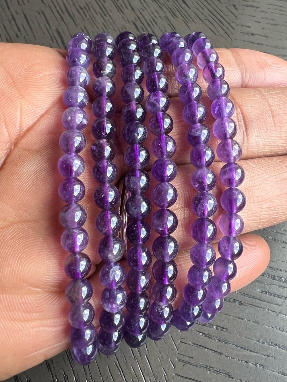 Uruguay amethyst bracelet 5mm SIZE 6.5-7’ ( ONE )